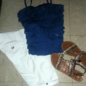 Justice shorts, tank top, sz 8  girls & shoes sz4y